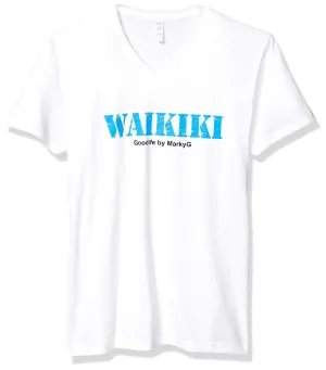 Marky G Apparel Men's Acapulco Graphic Printed Premium Tops Fitted Sueded Short Sleeve V-Neck T-Shirt