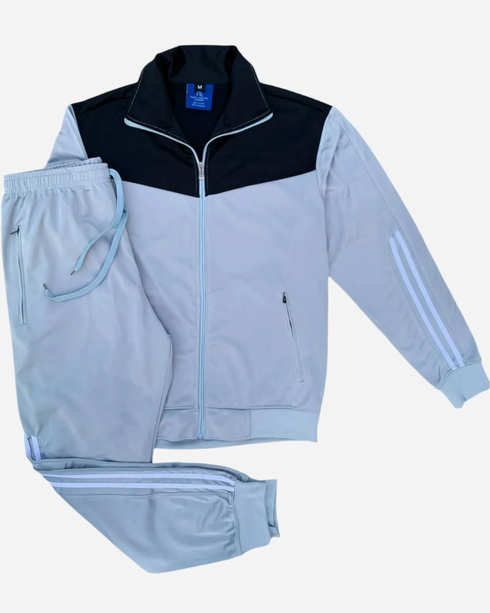 Men Velocity Tracksuit Active Jogging suit GYM Striped Jogger Top and Bottom Outfit