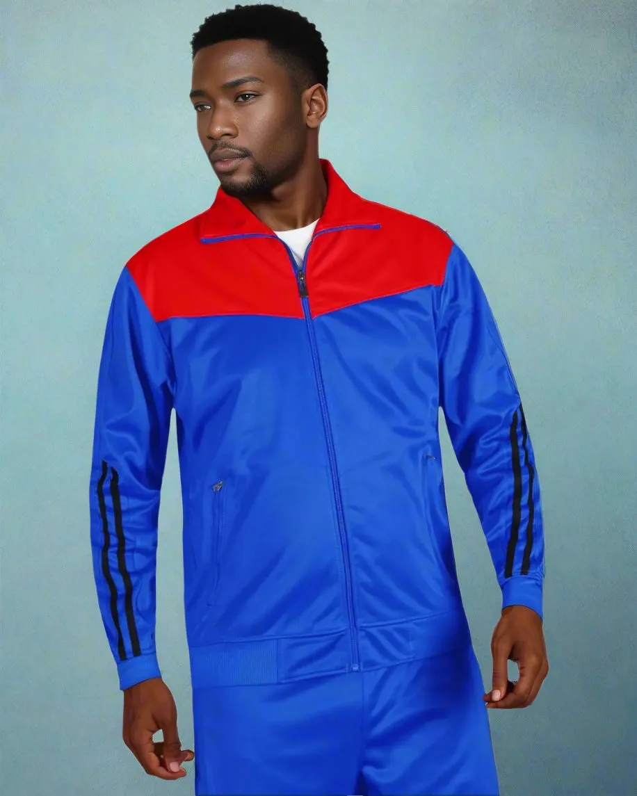 Men Velocity Tracksuit Active Jogging suit GYM Striped Jogger Top and Bottom Outfit