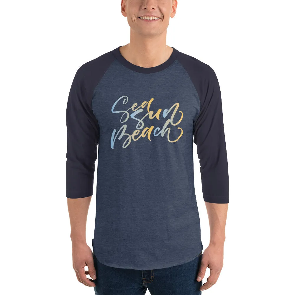 Men's 3/4th Sleeve Raglan T- Shirt - Surf Turf