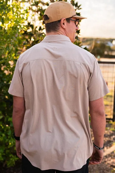 Men's Burlebo Performance Button Up - Heather Khaki