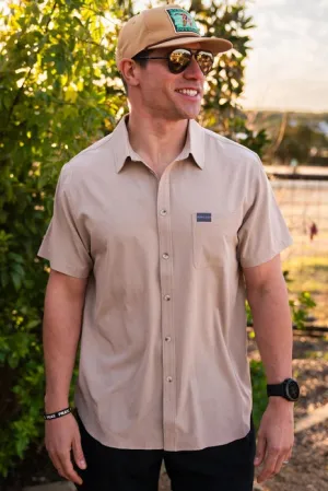 Men's Burlebo Performance Button Up - Heather Khaki