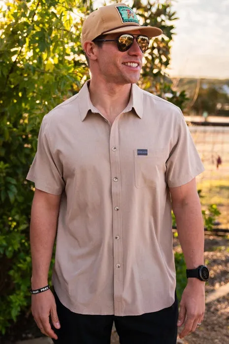 Men's Burlebo Performance Button Up - Heather Khaki