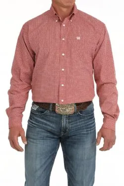 Men's Cinch Medallion Print Button-Down Western Shirt - Red