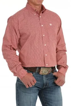 Men's Cinch Medallion Print Button-Down Western Shirt - Red