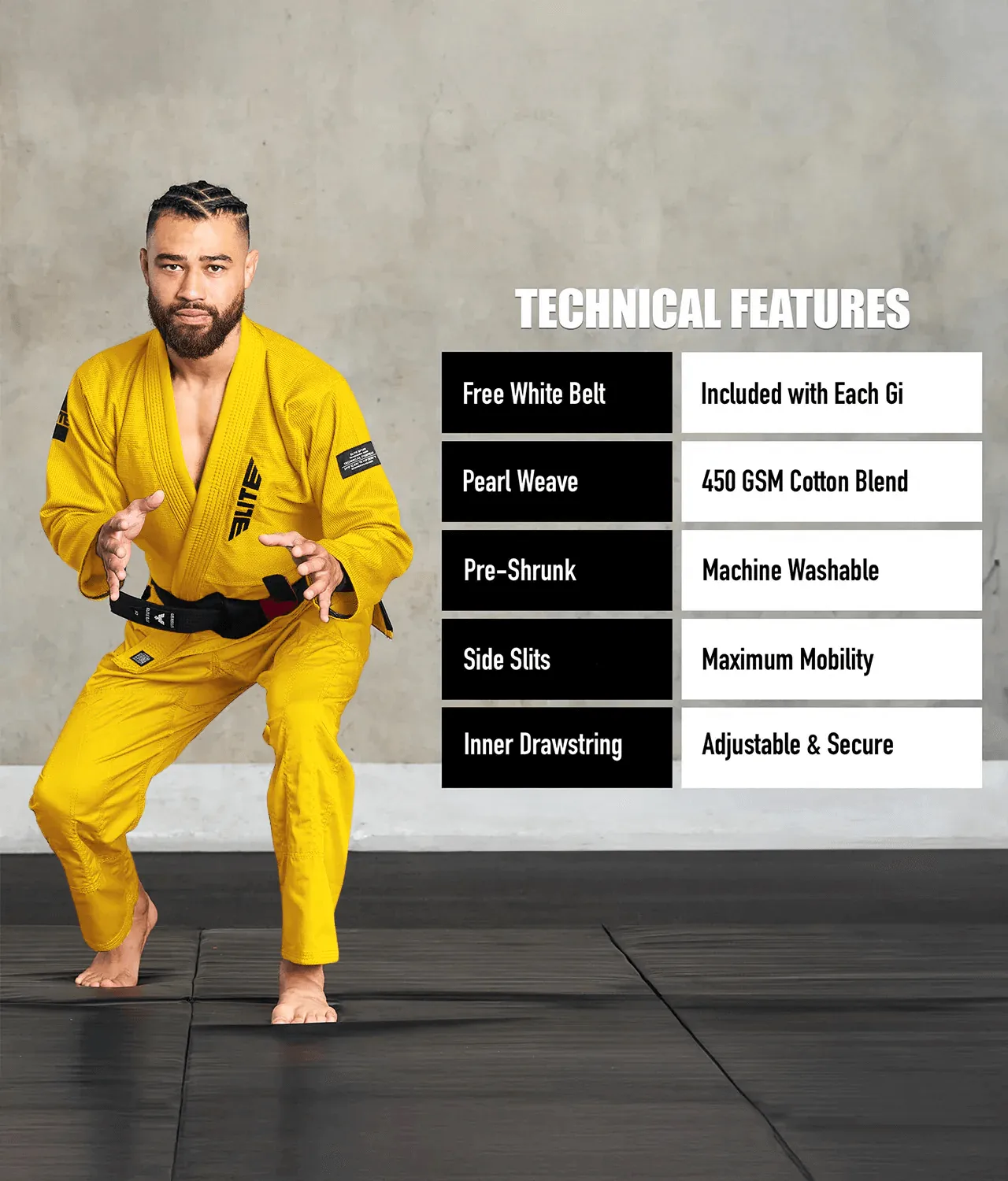 Men's Core Yellow Brazilian Jiu Jitsu BJJ Gi