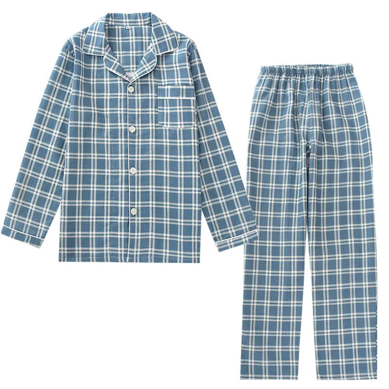 Men's Cotton Plaid Pajama Set – Soft & Breathable Loungewear
