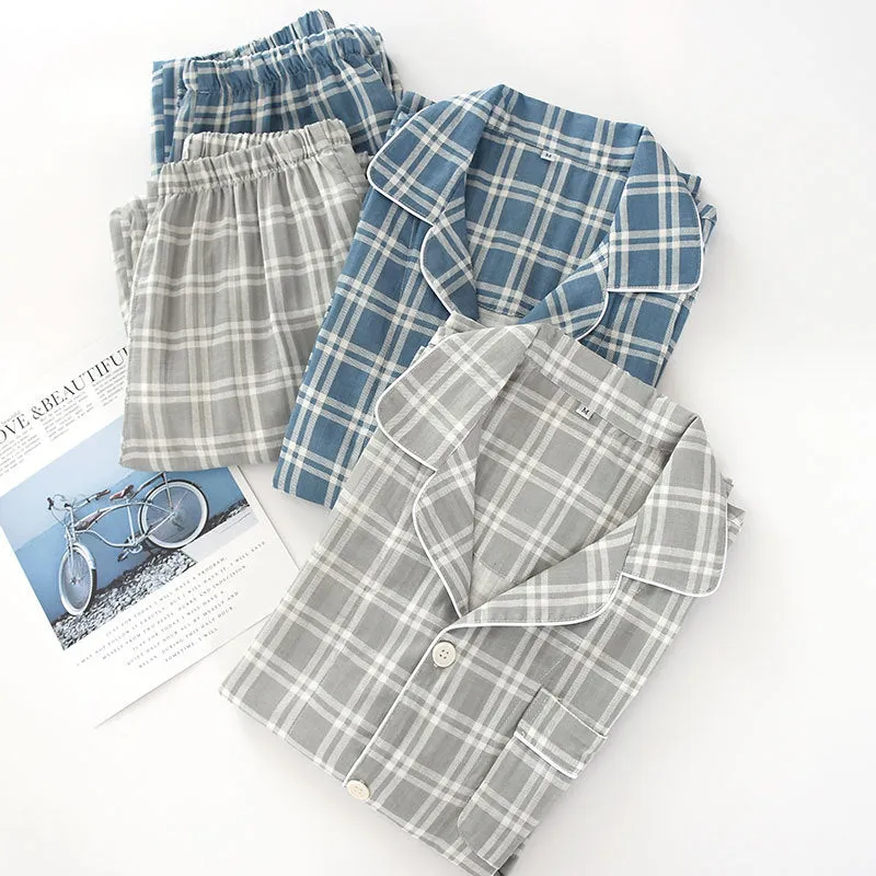 Men's Cotton Plaid Pajama Set – Soft & Breathable Loungewear