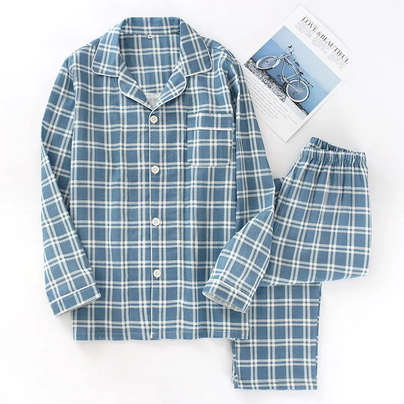 Men's Cotton Plaid Pajama Set – Soft & Breathable Loungewear