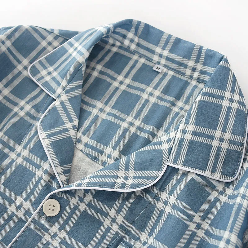 Men's Cotton Plaid Pajama Set – Soft & Breathable Loungewear