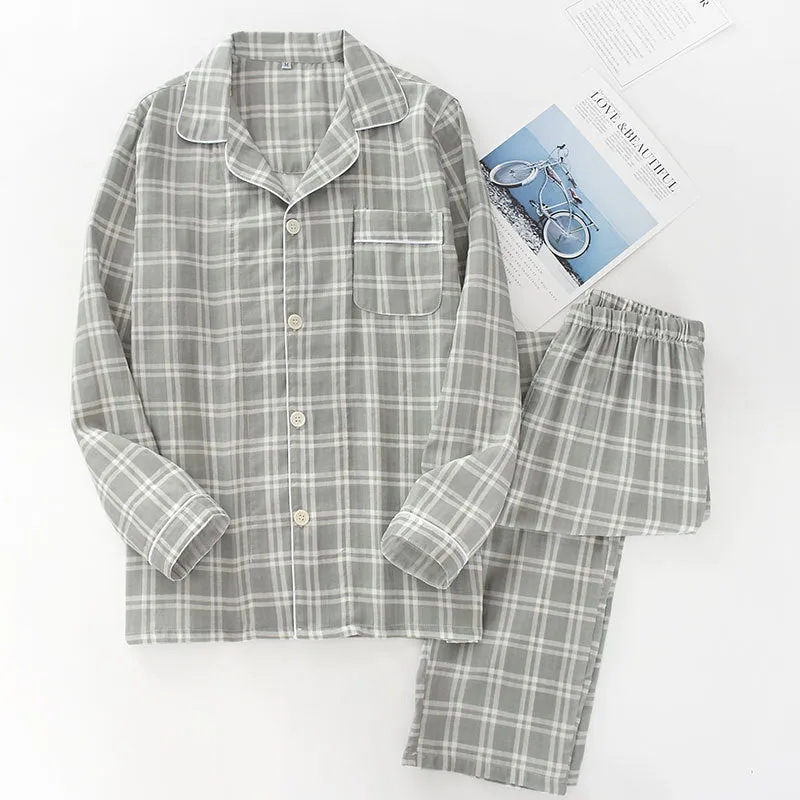 Men's Cotton Plaid Pajama Set – Soft & Breathable Loungewear