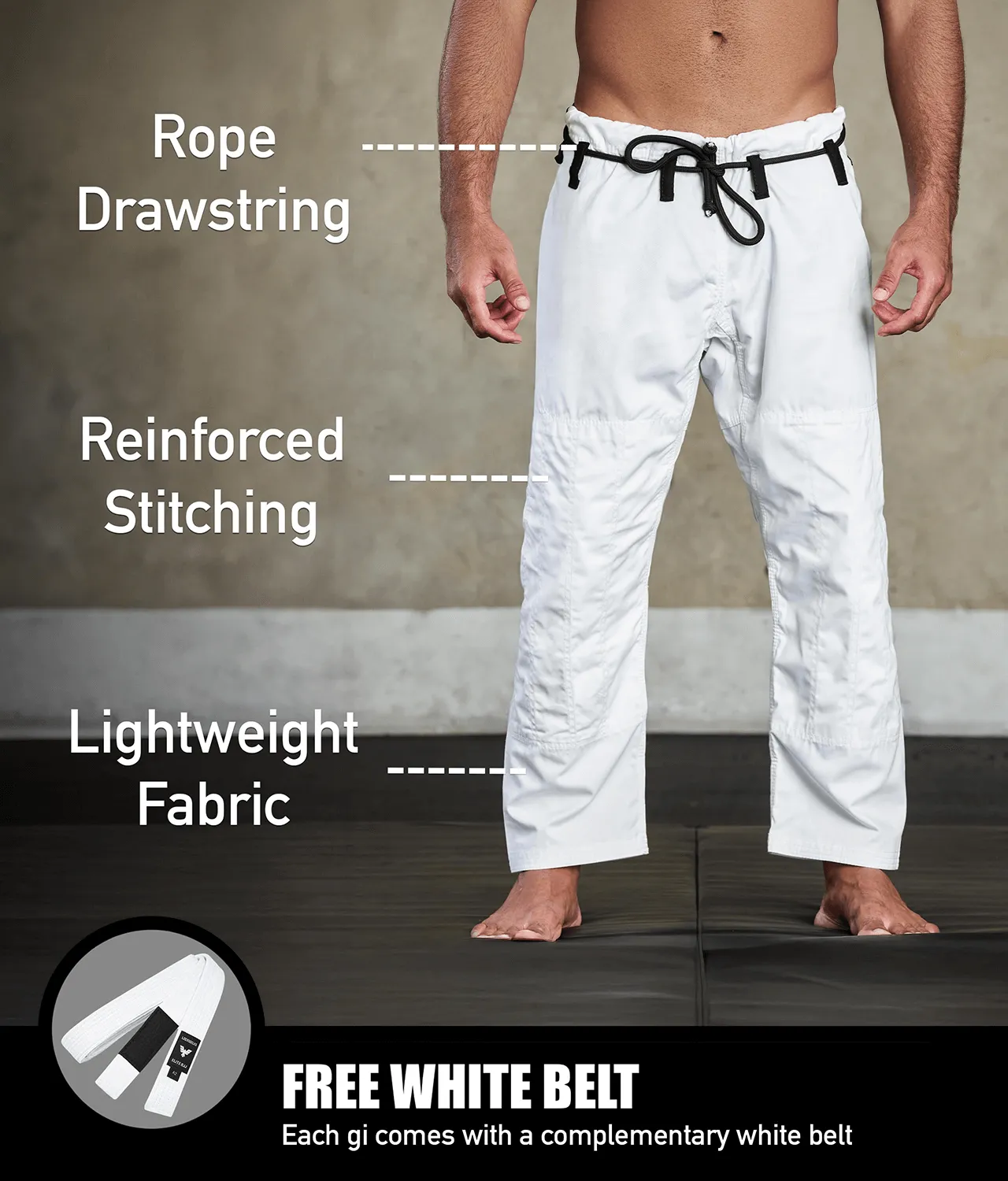 Men's Essential White Brazilian Jiu Jitsu BJJ Gi