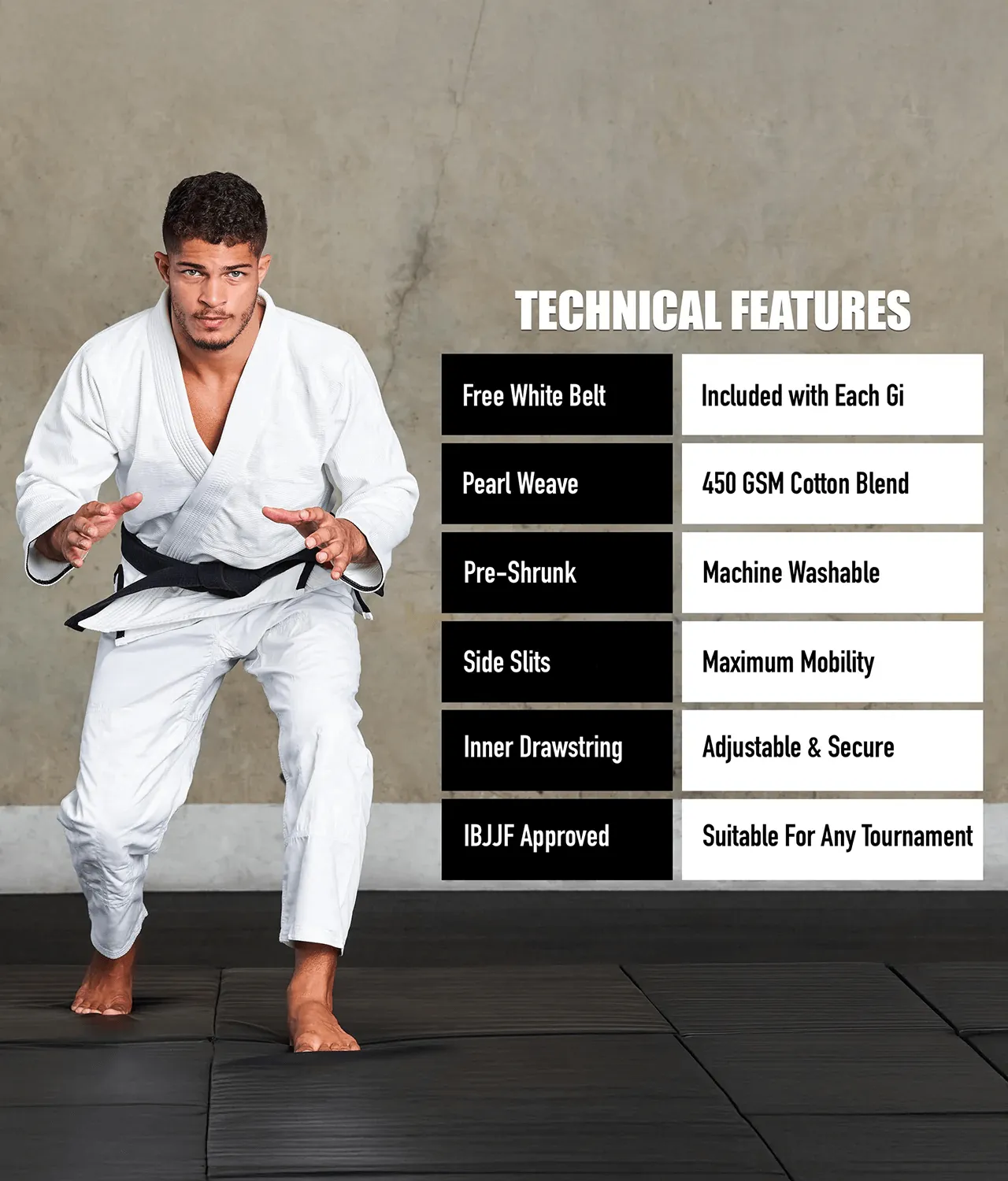 Men's Essential White Brazilian Jiu Jitsu BJJ Gi