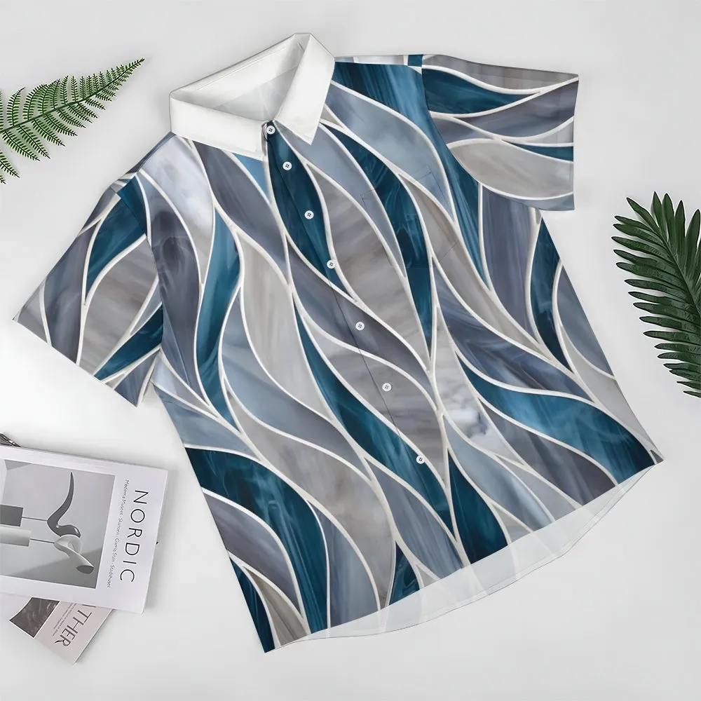 Men's Geometric Textured Hawaiian Resort Printed Shirts 2407000758