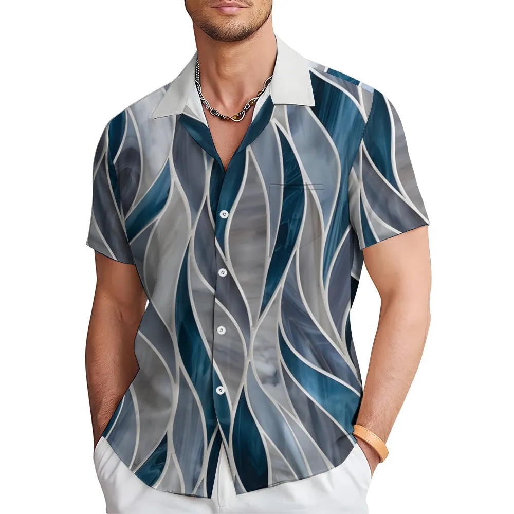 Men's Geometric Textured Hawaiian Resort Printed Shirts 2407000758