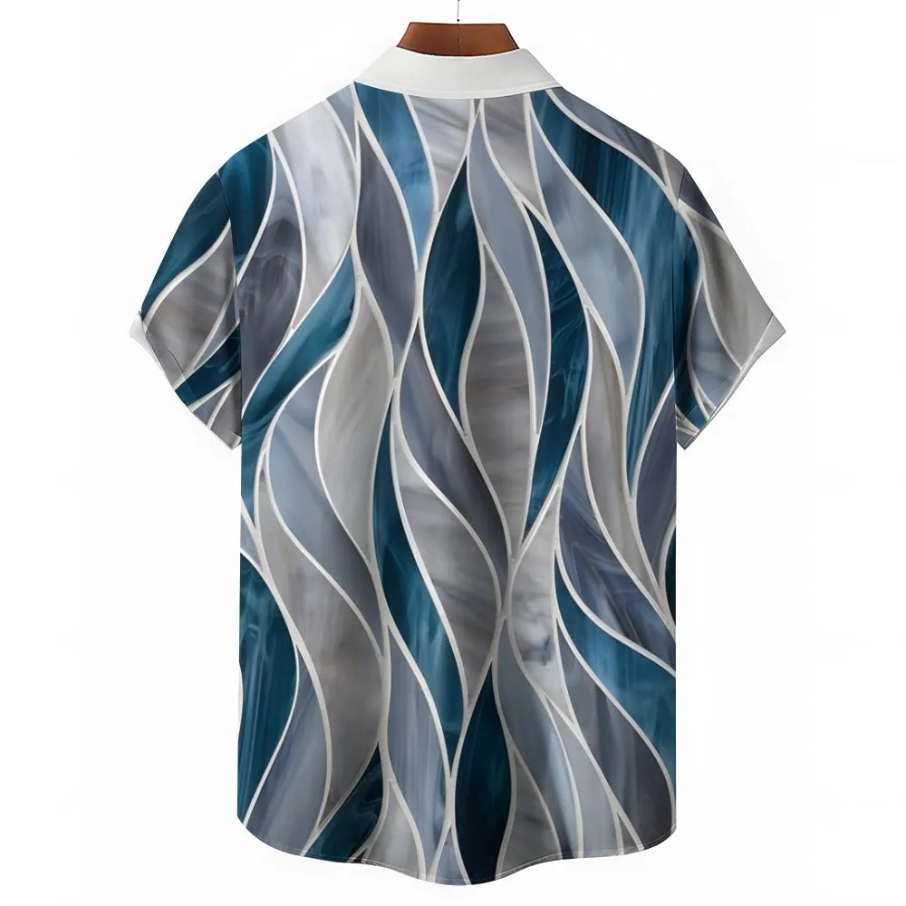 Men's Geometric Textured Hawaiian Resort Printed Shirts 2407000758