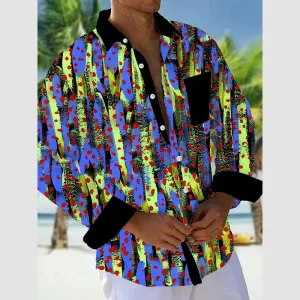 Men's Geometry Printed Long Sleeve Shirts