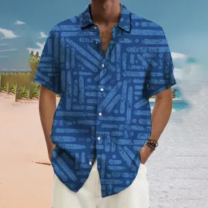 Men's Hawaiian Vintage Abstract Printed Short Sleeve Shirt