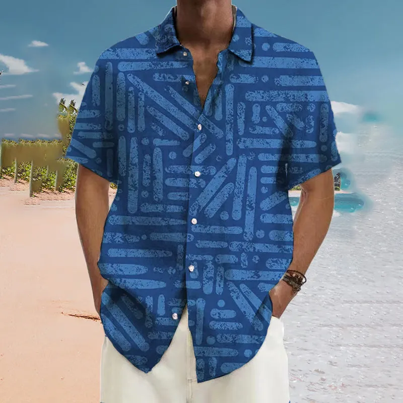 Men's Hawaiian Vintage Abstract Printed Short Sleeve Shirt