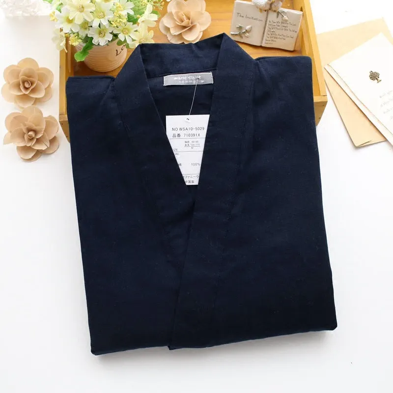 Men's Kimono Cotton Double Gauze Loose Pajamas (Multiple Colors)