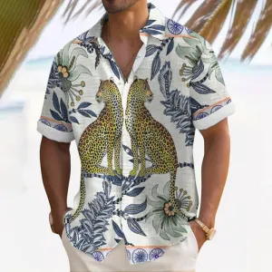 Men's Leisure Holiday Leopard Printed Shirt