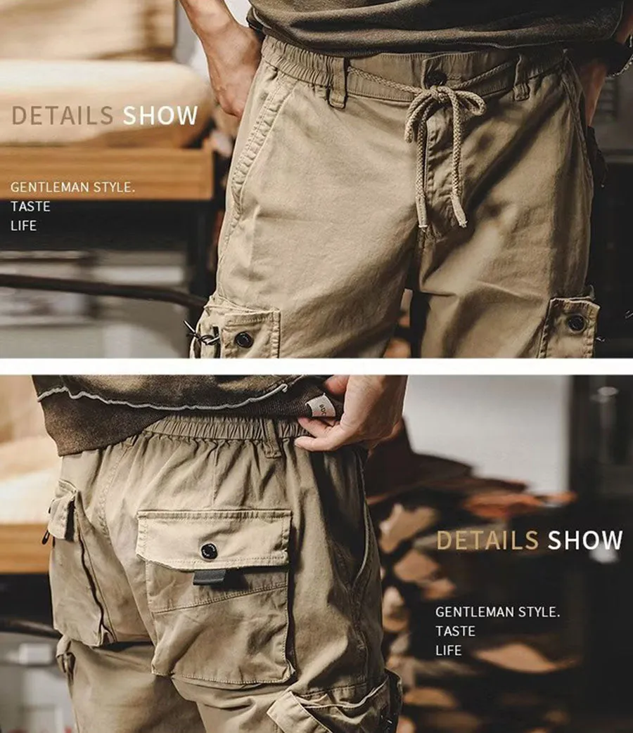 Men's Loose Fit Cargo Pants with Zip and Snap Fly