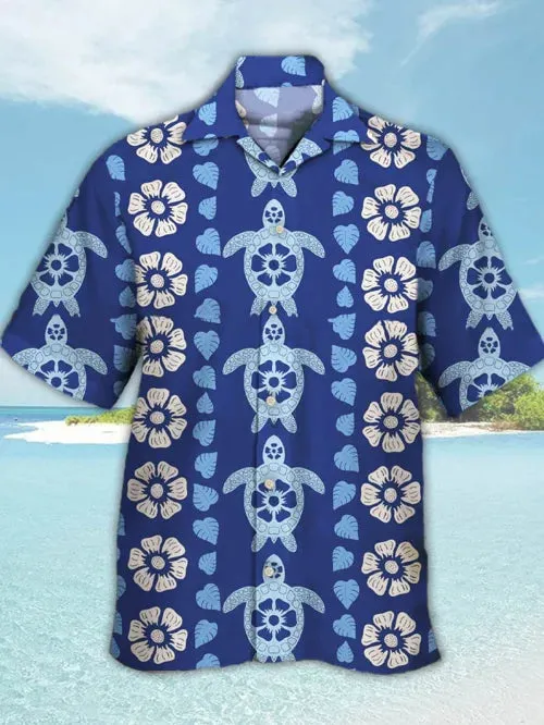Men's  Printed Linen Cuban Collar Shirt