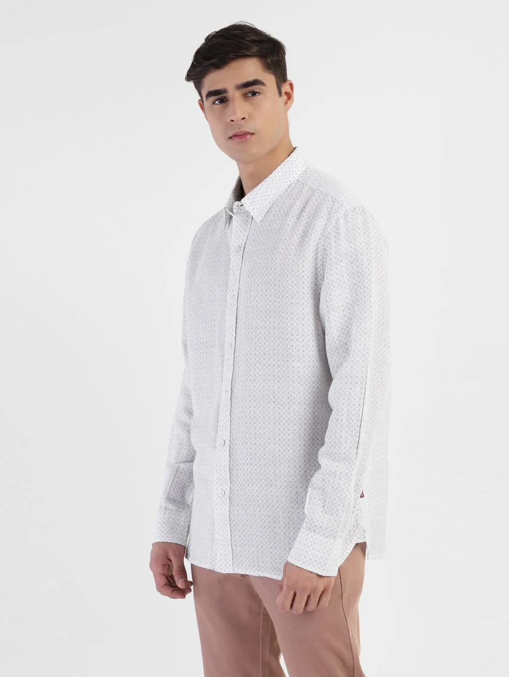 Men's Printed Spread Collar Linen Shirt