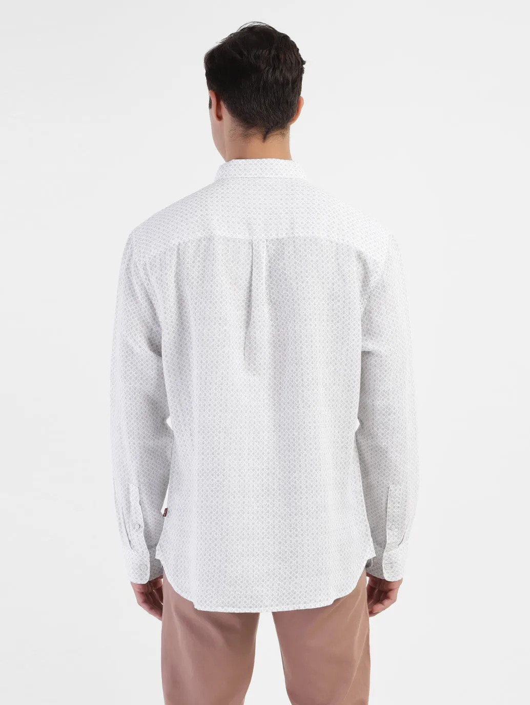 Men's Printed Spread Collar Linen Shirt
