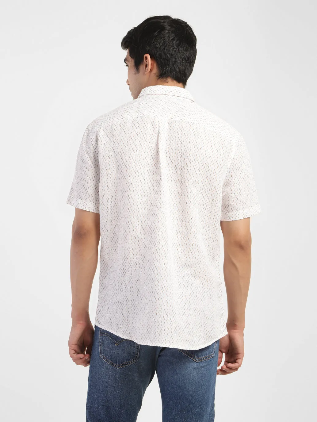 Men's Printed Spread Collar Linen Shirt