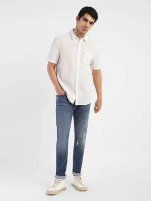 Men's Printed Spread Collar Linen Shirt