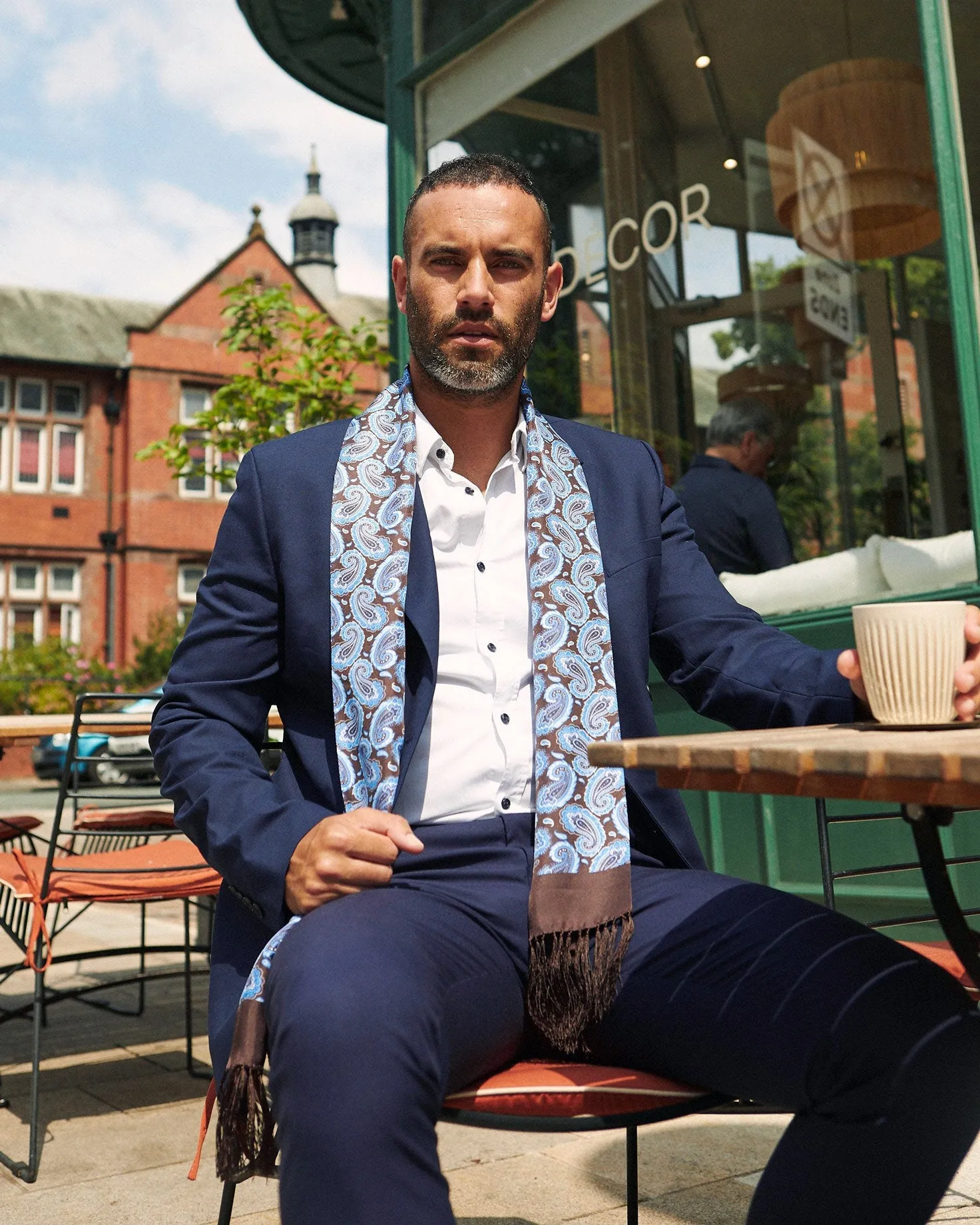 Men's Silk Aviator Scarf in Paisley - The Myers Aviator