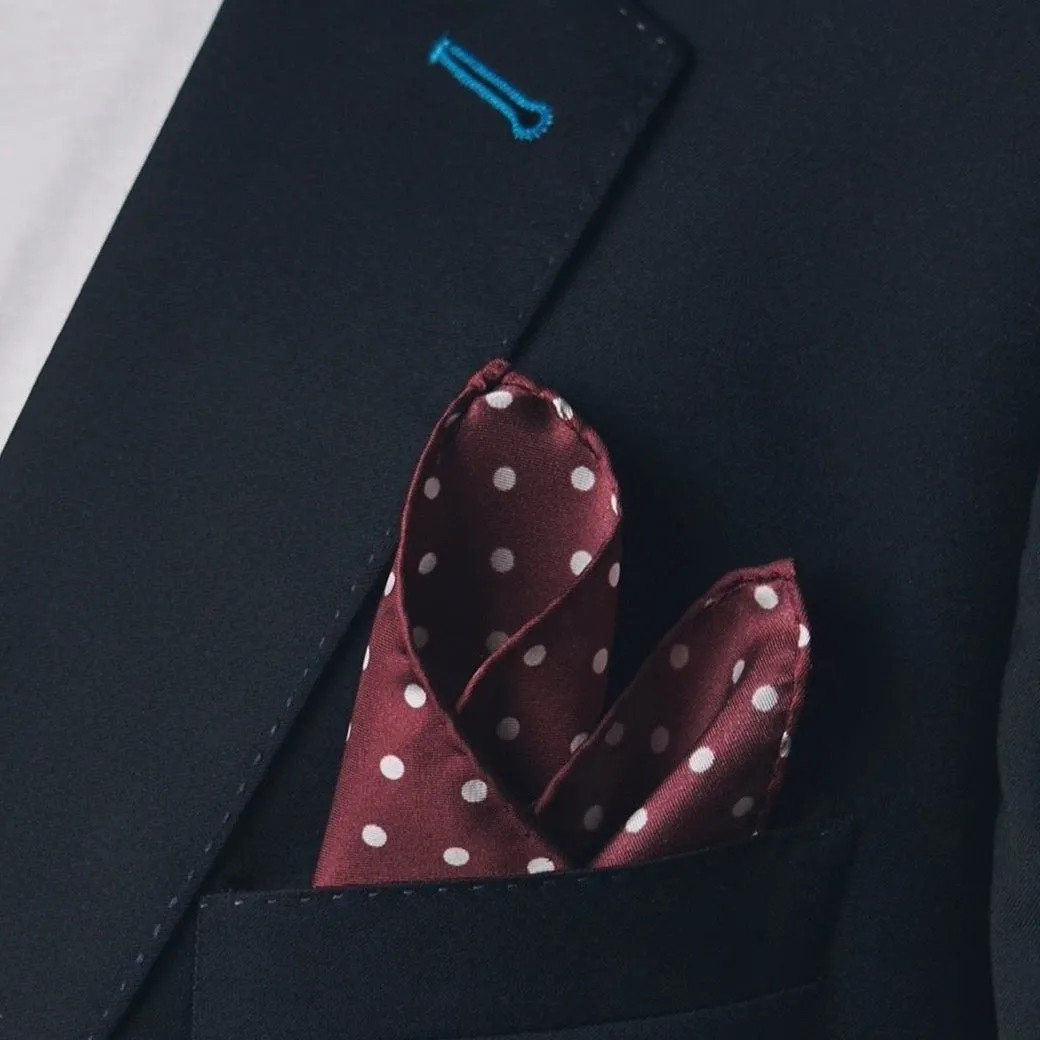 Men's Silk Polka Dot Pocket Square - The Sapporo