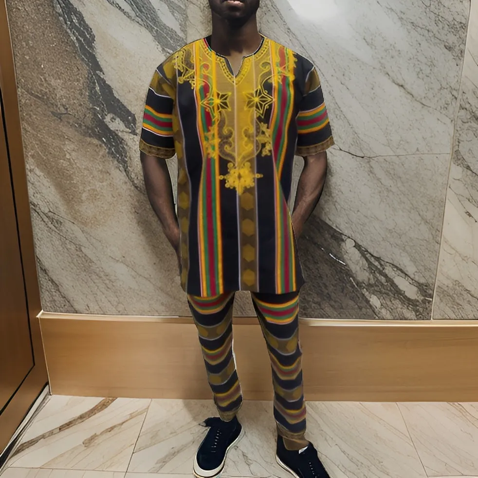 Men's Style 4 Kente Embroidered Pant Set