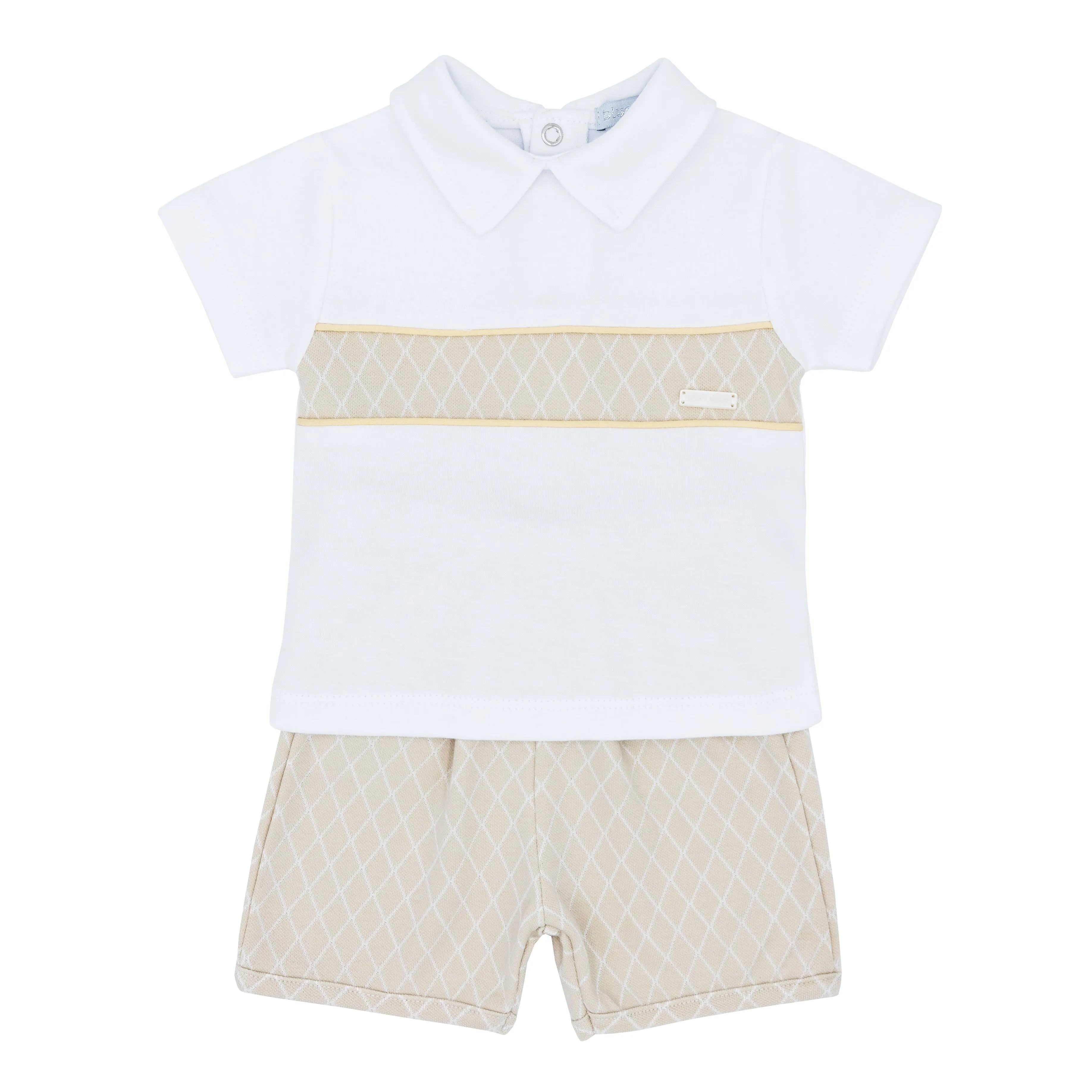 MILAN Boys beige and white top and shorts