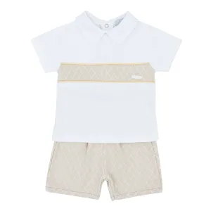 MILAN Boys beige and white top and shorts
