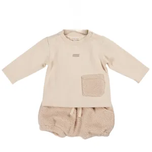 Mintini  Boys Beige Teddy Shorts & Top