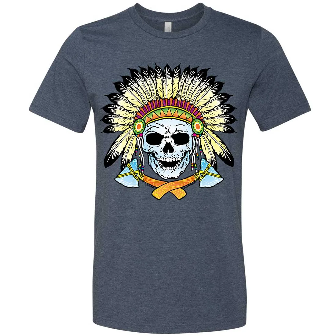 Native American Indian Skeleton Tomahawk Chief Asst Colors Mens Fitted Tee