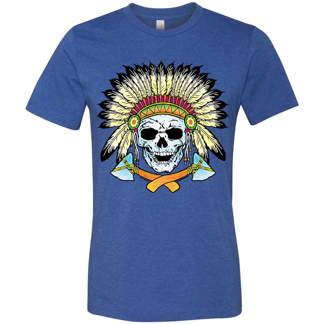 Native American Indian Skeleton Tomahawk Chief Asst Colors Mens Fitted Tee