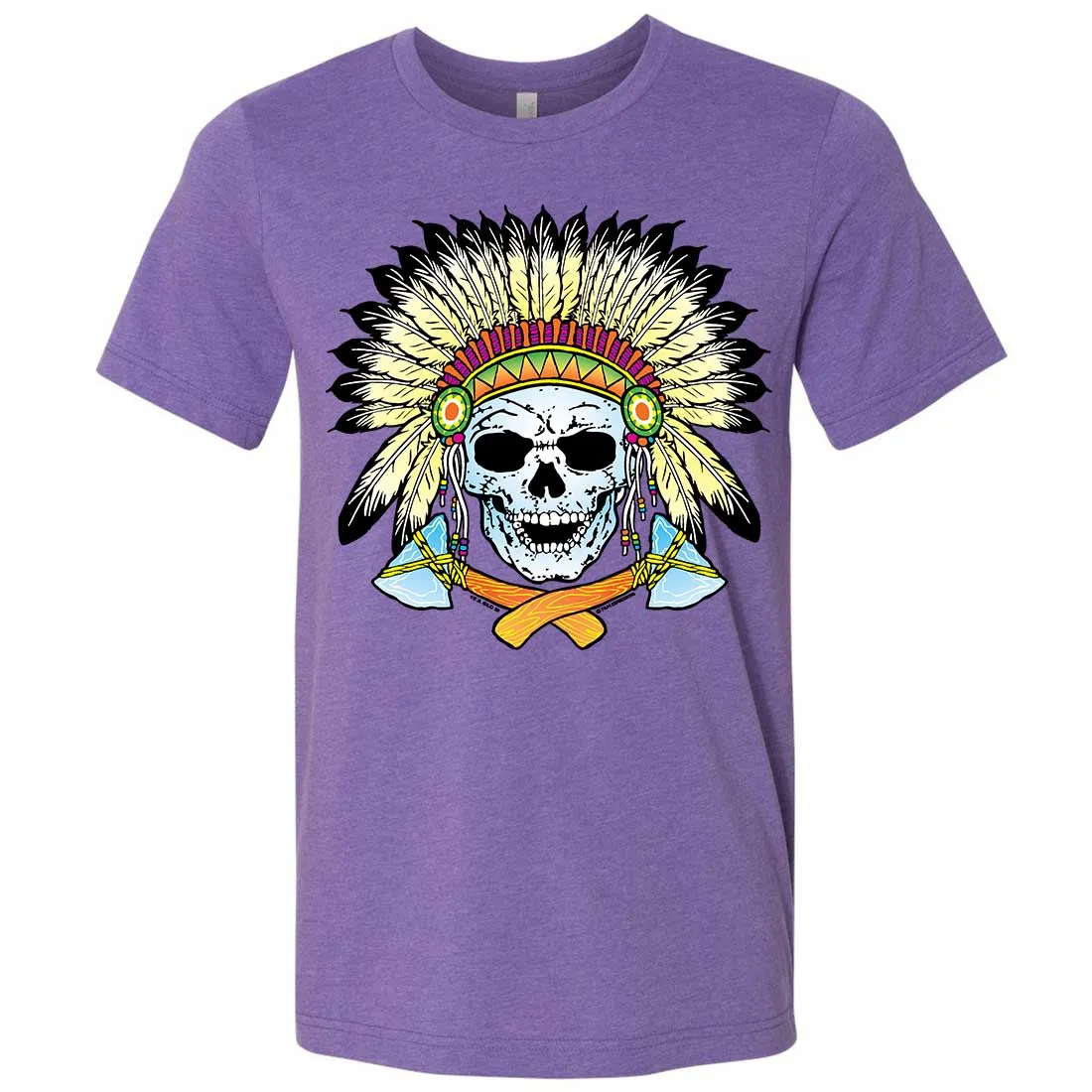 Native American Indian Skeleton Tomahawk Chief Asst Colors Mens Fitted Tee