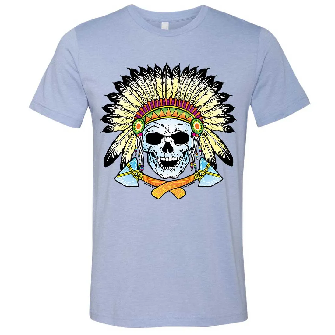 Native American Indian Skeleton Tomahawk Chief Asst Colors Mens Fitted Tee