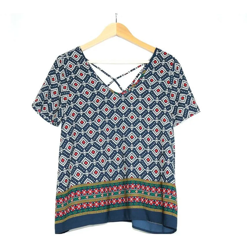 Navy Patterned Blouse (Seinna Sky)