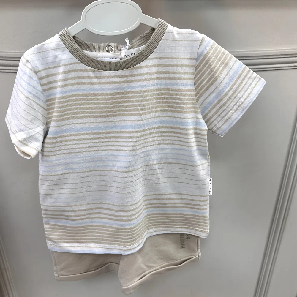 New In Pastels & Co Boys Striped Shorts Set