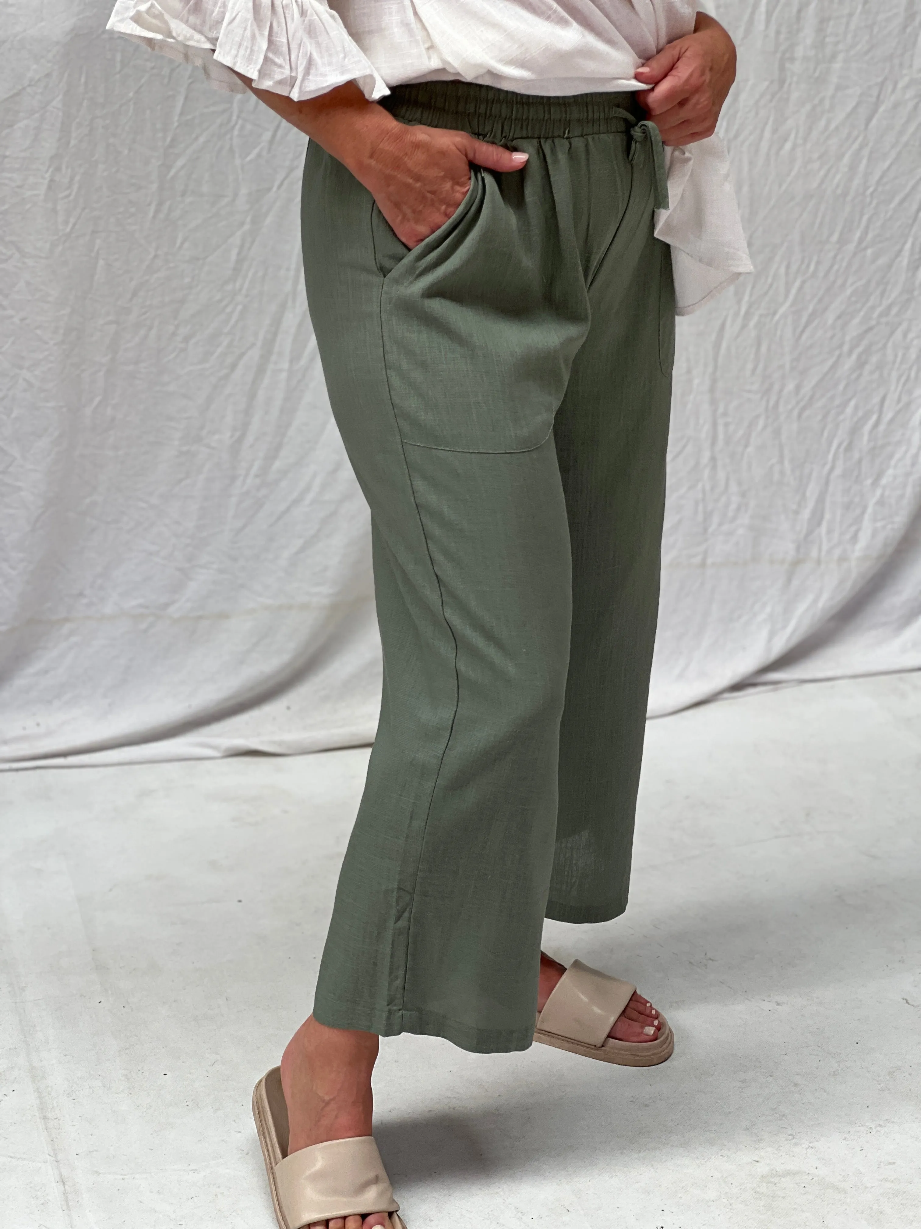 Niylah Khaki Linen Pants