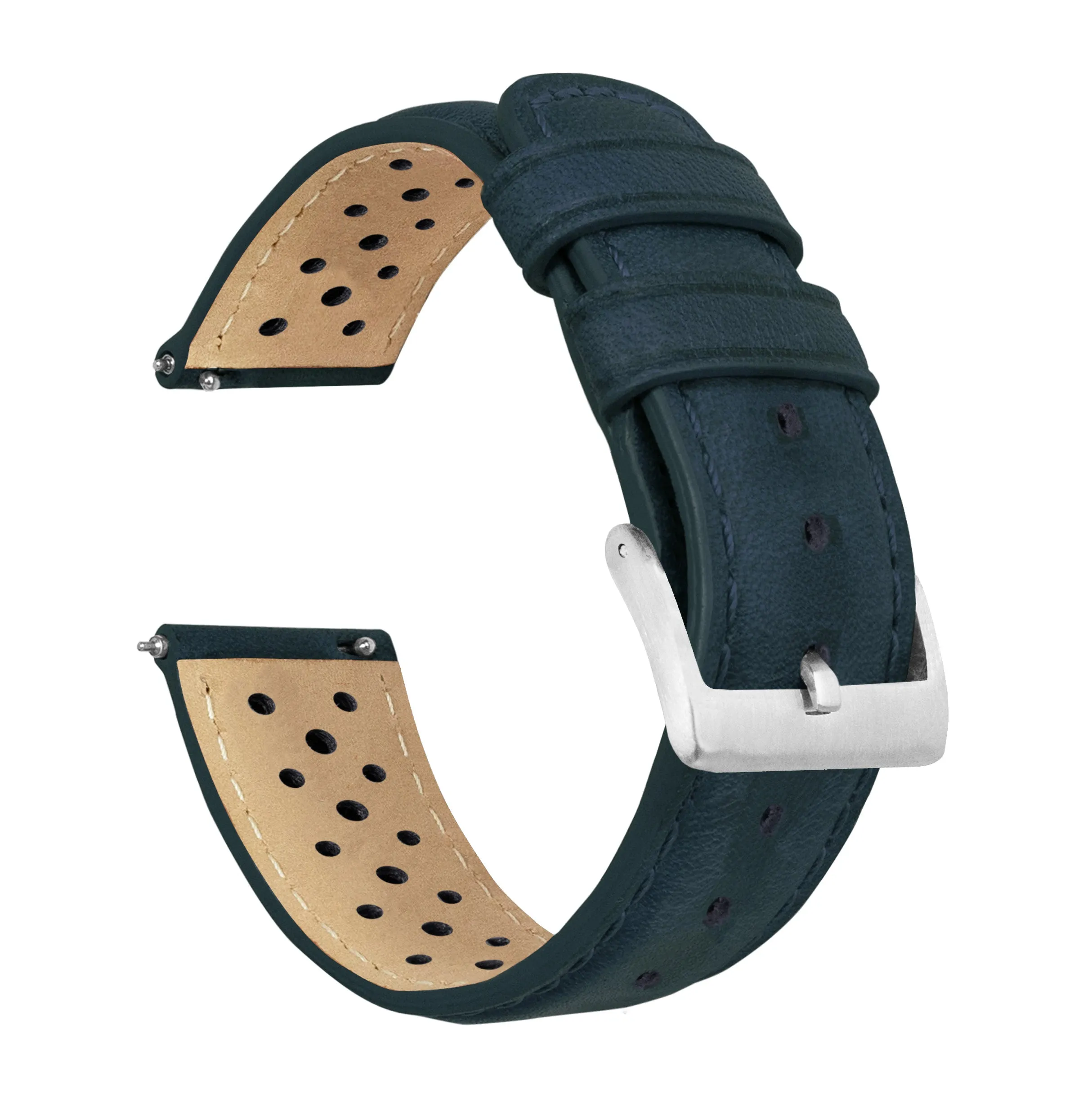 Omega Moonswatch Racing Horween Leather Navy Blue Watch Band