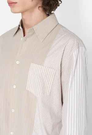 Paneled Button Up / Beige X White