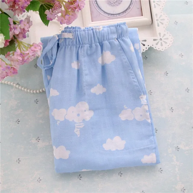Pants Plaid Sleepwear Cotton Casual Sleep Loose Door-to-door Pyjama Women Trousers Pijamas Ladies Pajamas Act now Pants Bottoms Knitted Men's Summer