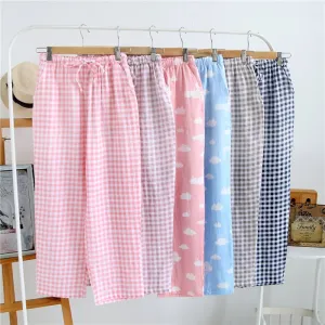 Pants Plaid Sleepwear Cotton Casual Sleep Loose Door-to-door Pyjama Women Trousers Pijamas Ladies Pajamas Act now Pants Bottoms Knitted Men's Summer