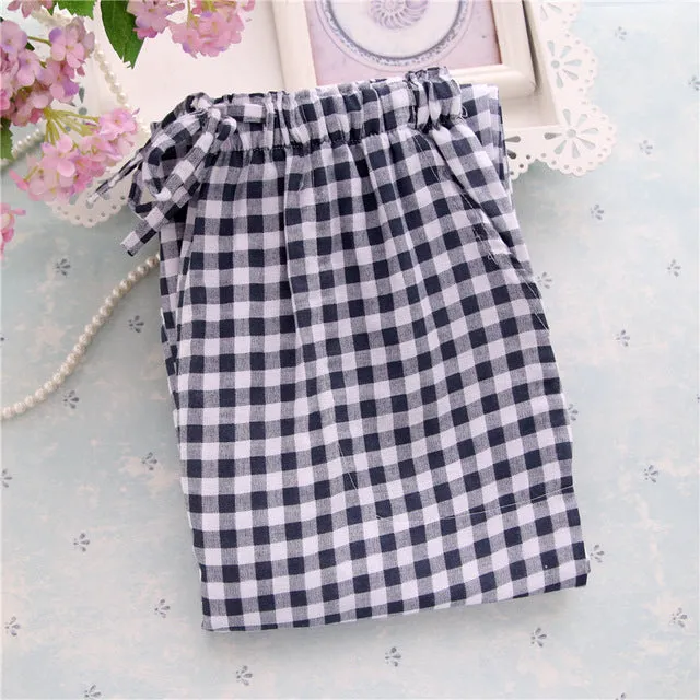 Pants Plaid Sleepwear Cotton Casual Sleep Loose Door-to-door Pyjama Women Trousers Pijamas Ladies Pajamas Act now Pants Bottoms Knitted Men's Summer