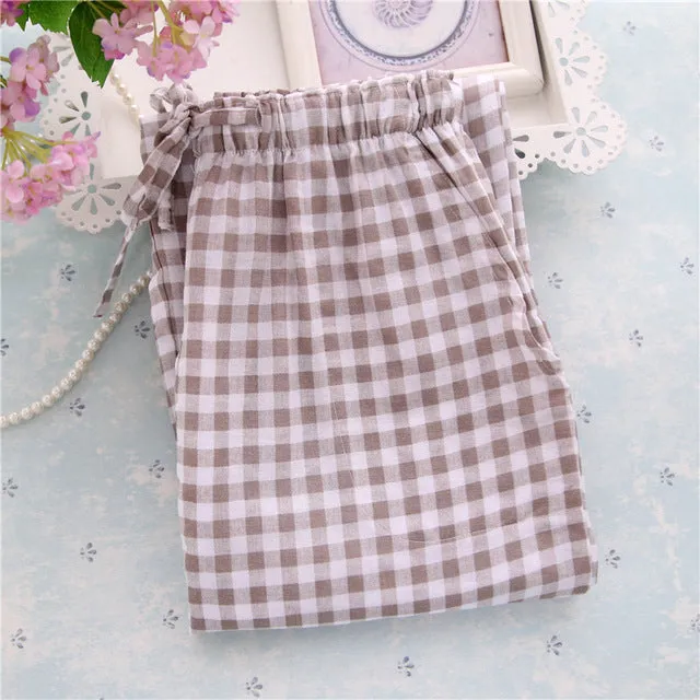 Pants Plaid Sleepwear Cotton Casual Sleep Loose Door-to-door Pyjama Women Trousers Pijamas Ladies Pajamas Act now Pants Bottoms Knitted Men's Summer